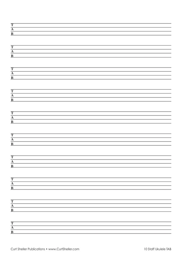Blank Ukulele TAB Paper - 10 Staves