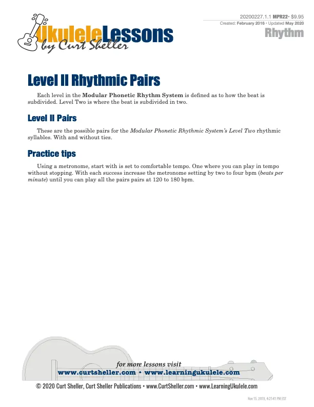 Modular Phonetic Rhythm, Level II Pairs Worksheet