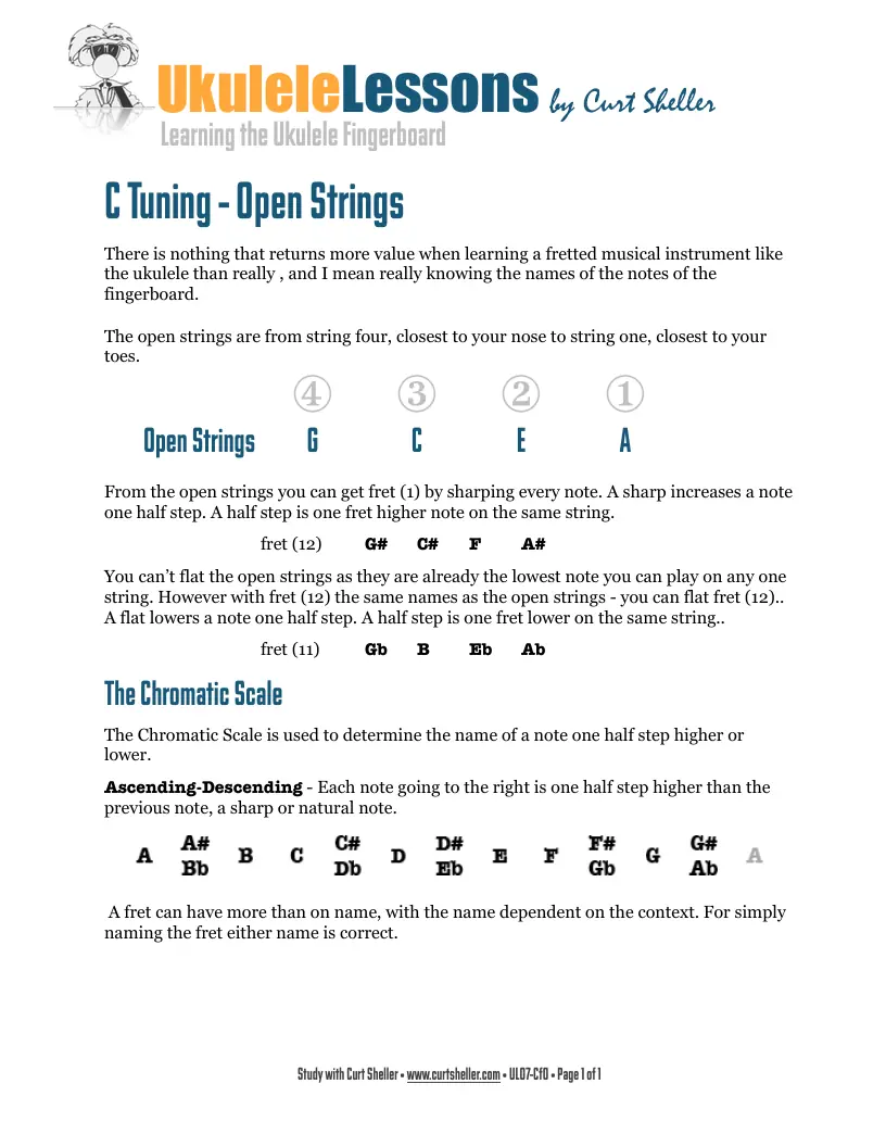 Learning the Fingerboard, C Tuning - Open Strings