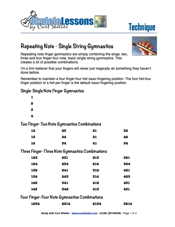Repeating Note Single String Fingering Drills