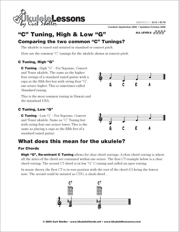 Comparing the High G and Low G, C Tunings