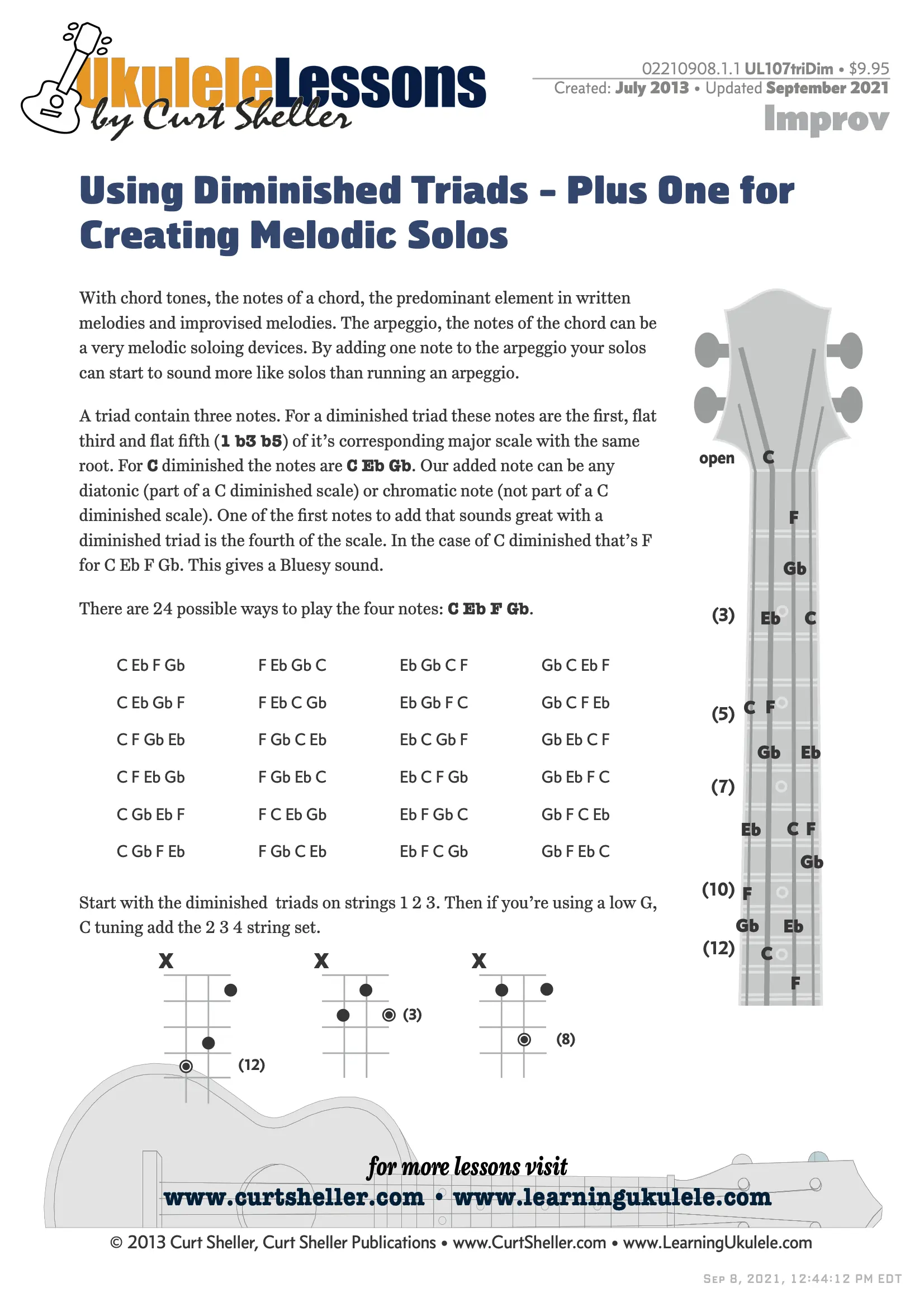 Improvising Using Diminished Triads Plus One Note