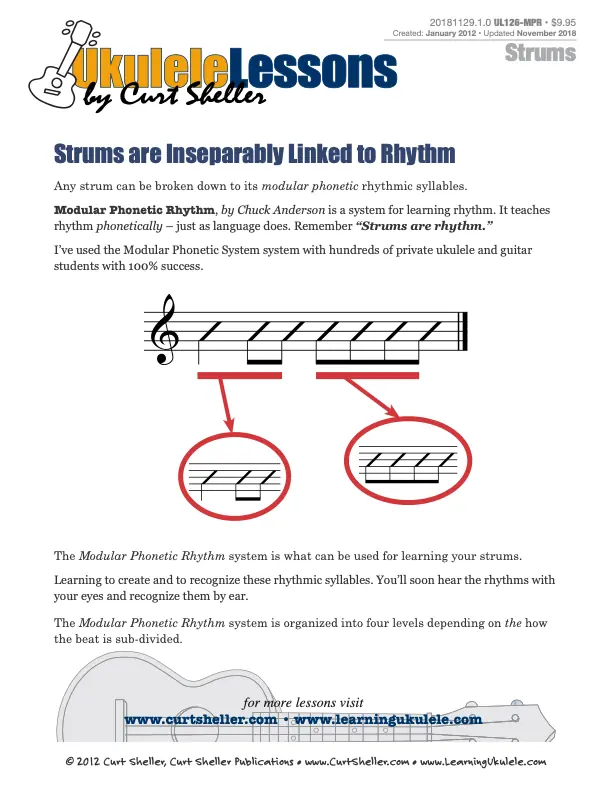 `Ukulele Strums and The Modular Phonetic Rhythm System