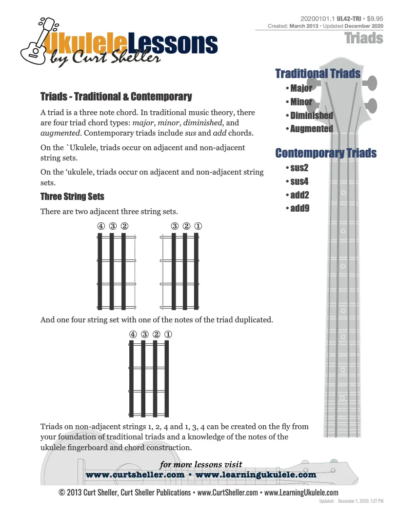 Core `Ukulele Chords, Traditional and Contemporary Triads