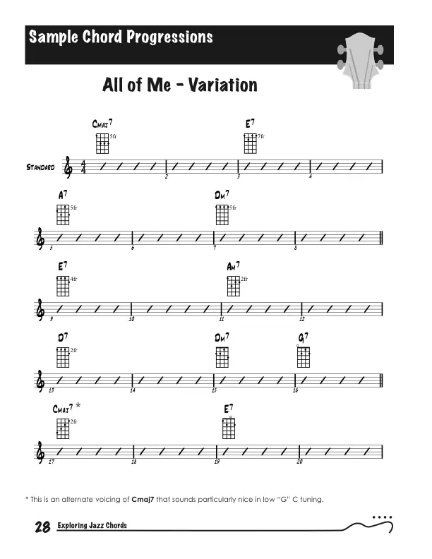 Exploring Jazz Chords on `Ukulele, Standard Example - All of Me