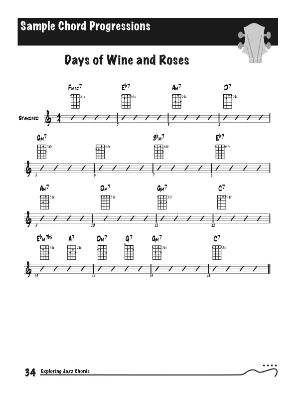 Exploring Jazz Chords on Ukulele, Standard Example - The Days of Wine and Roses