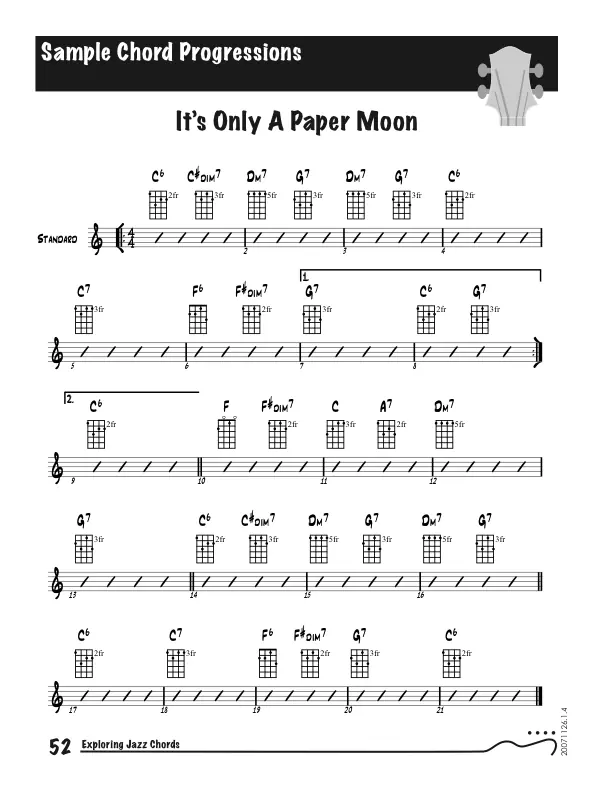 Exploring Jazz Chords on Ukulele, Standard Example - It's Only a Paper Moon