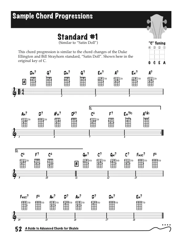 Exploring Jazz Chords on Ukulele, Standard Varition Example - Satin Doll