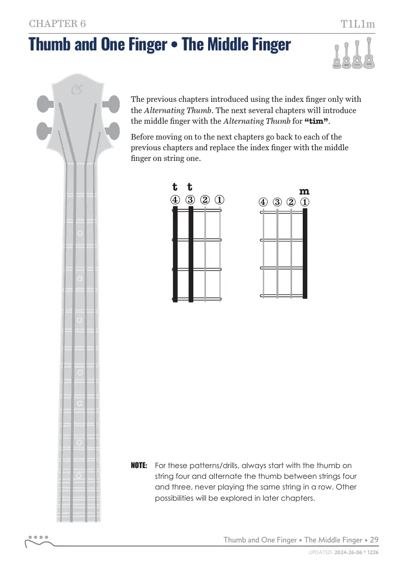 Alternating Thumb Style, Thumb and One Finger - The Middle Finger
