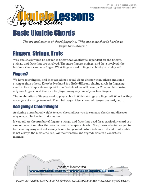 Basic `Ukulele Chord Fingering